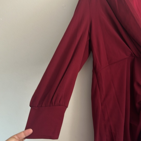 SHEIN Burgundy Shawl Collar Split Hem Button Dress Size 1XL - Picture 5 of 7
